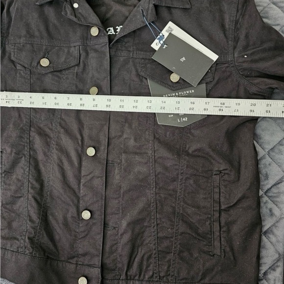 Denim & Flower Ricky Singh Black Men's Trucker Jacket Outerwear Stretch L NWOT - Picture 11 of 13
